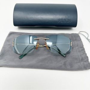 Fendi fs260 Golden Sky Blue Rimless Sunglasses